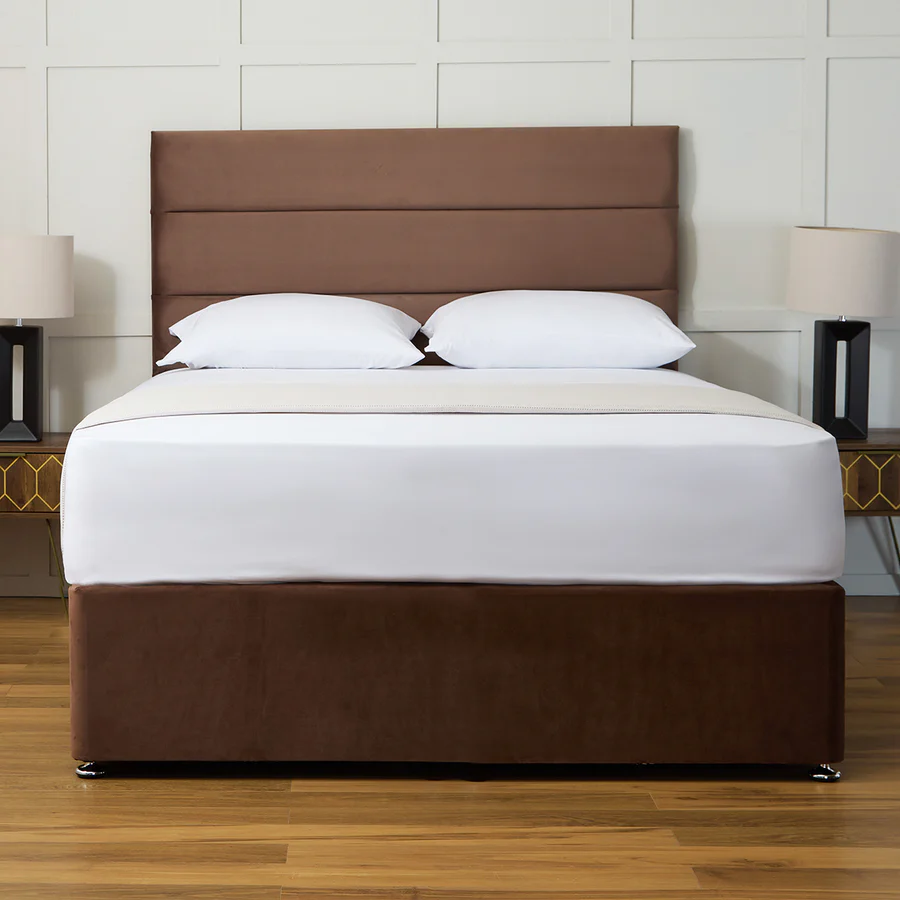 Opulence Vencil Divan Bed Set with Headboard UK - Side view of premium divan from CESS Furniture UK